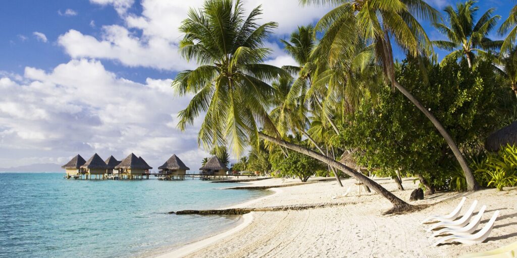 Huts at Matira, Bora Bora island, Society Islands, French Polynesia (May 2009)