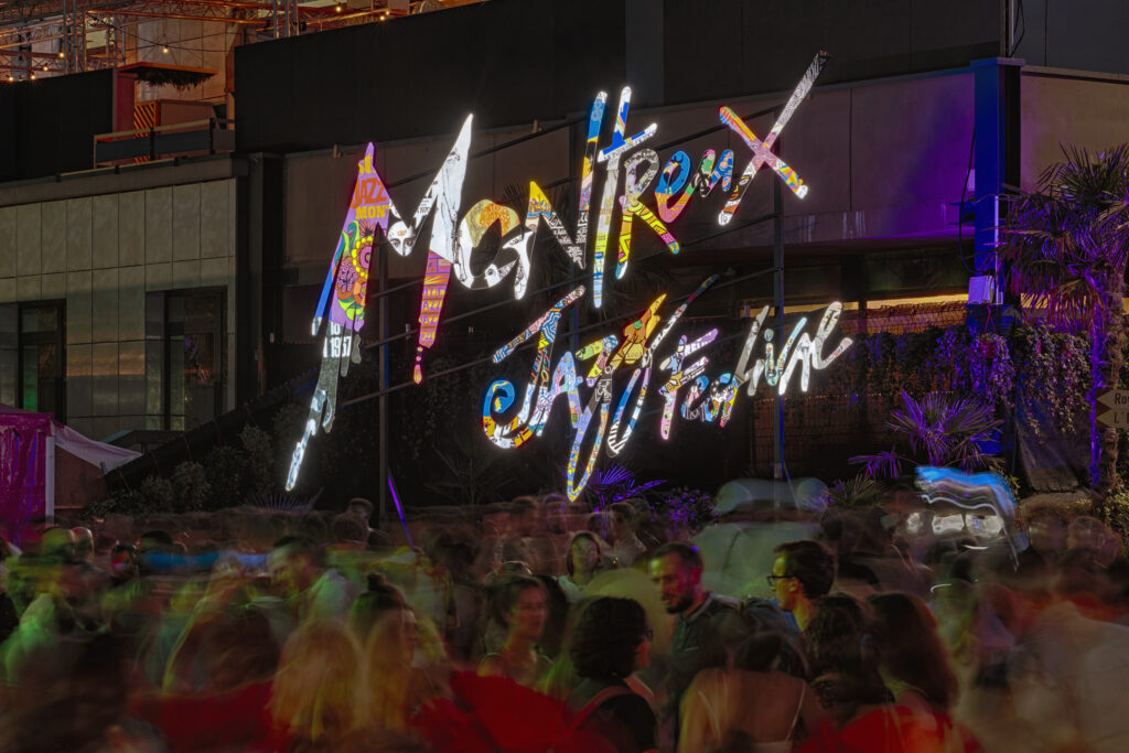 Crowd enjoying music during the night at the Montreux Jazz Festival