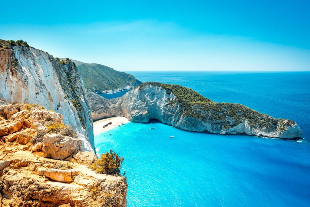 Picture of Navagio beach from the top of the cliff