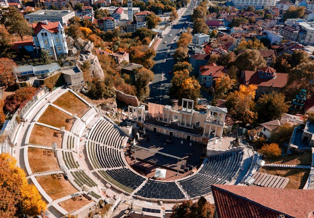 Aerial shot of Roman theatre of Philippopolis