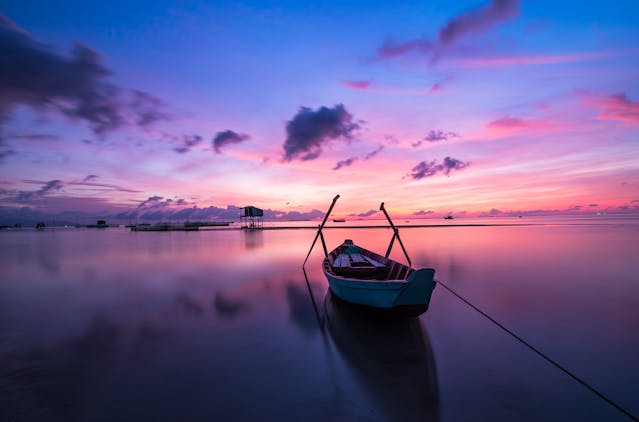 calm beach sunset in vietnam